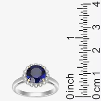 Womens Gemstone Sterling Silver Flower Halo Cocktail Ring