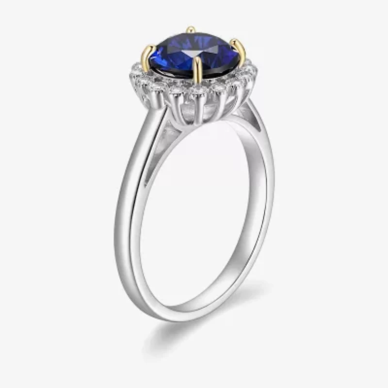 Womens Gemstone Sterling Silver Flower Halo Cocktail Ring