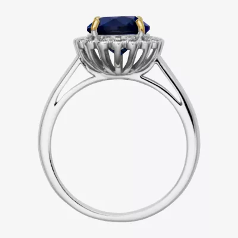 Womens Gemstone Sterling Silver Flower Halo Cocktail Ring