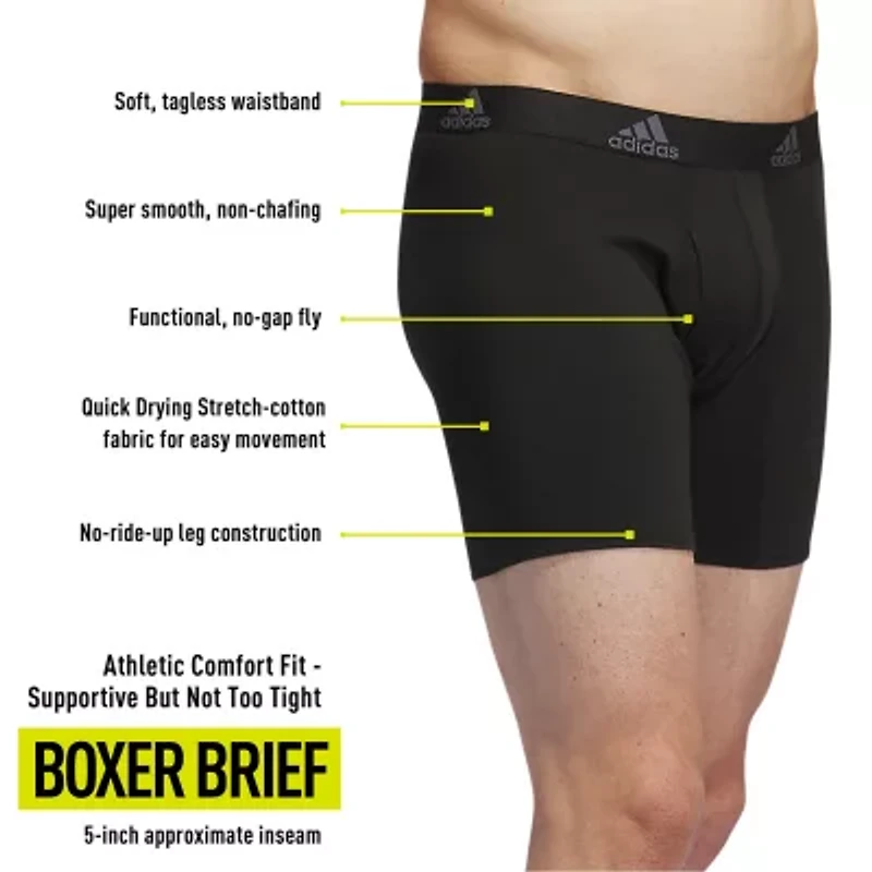 adidas Stretch Cotton Mens 3 Pack Boxer Briefs 5158001a