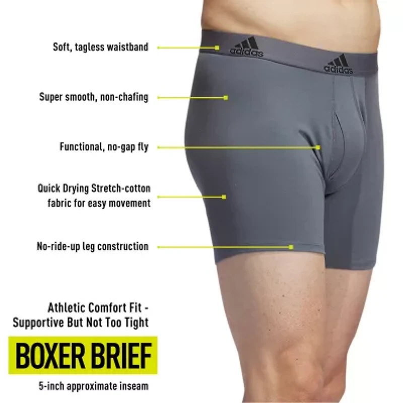 adidas Stretch Cotton Mens 3 Pack Boxer Briefs 5158001a