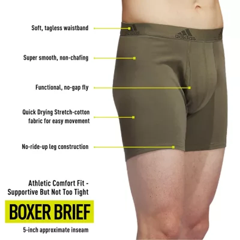 adidas Stretch Cotton Mens 3 Pack Boxer Briefs 5158001a