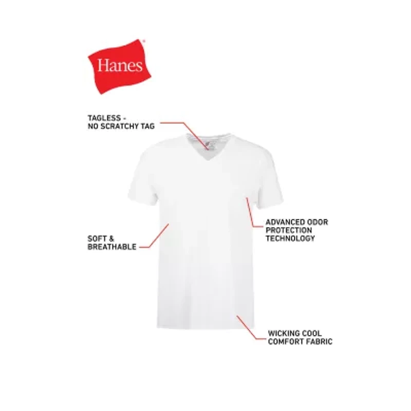 Hanes Fresh Iq Comfort Soft Mens 4 Pack Short Sleeve V Neck T-Shirt