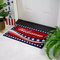 Northlight Red Americana Coir Outdoor Indoor Rectangular Doormat