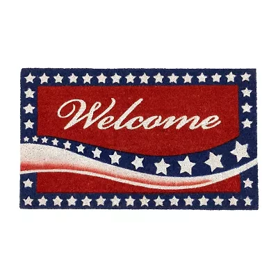 Northlight Red Americana Coir Outdoor Indoor Rectangular Doormat