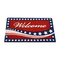 Northlight Red Americana Coir Outdoor Indoor Rectangular Doormat