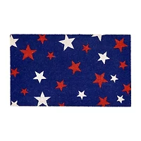 Northlight Blue Americana Coir Outdoor Star Indoor Rectangular Doormat