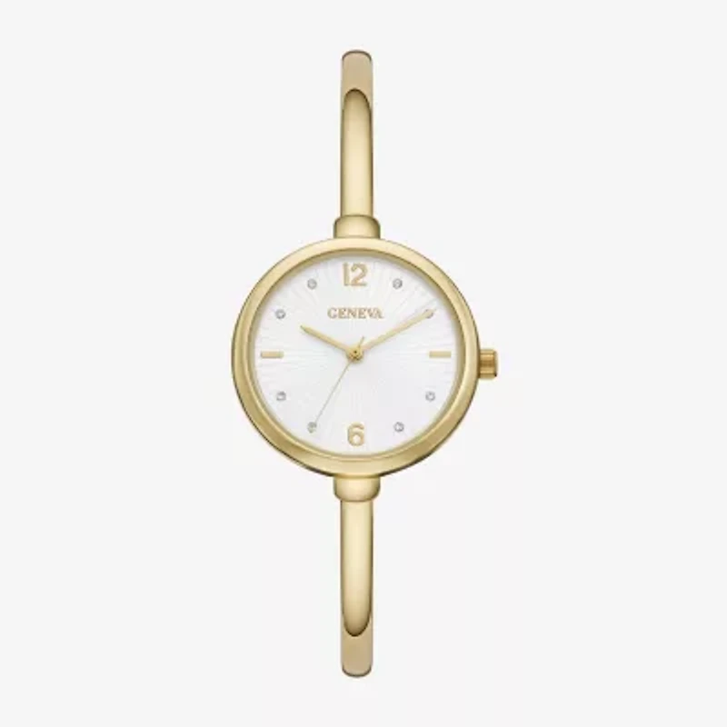 Geneva Womens Crystal Accent Gold Tone Bangle Watch Fmdjm304