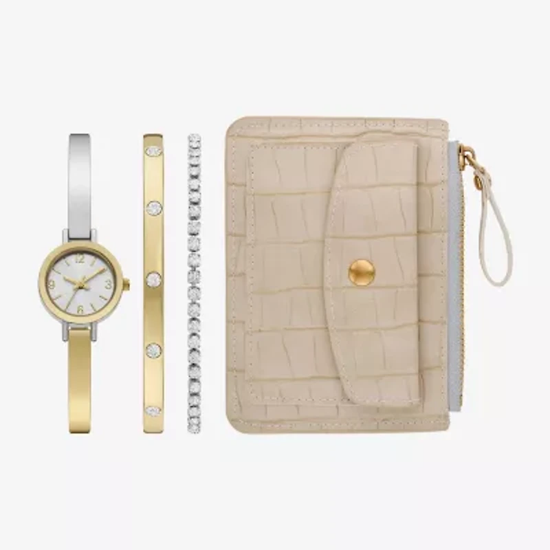 Womens Crystal Accent Two Tone 4-pc. Watch Boxed Set Fmdjset721