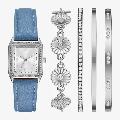 Womens Crystal Accent Blue 5-pc. Watch Boxed Set Fmdjset722
