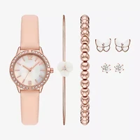 Womens Crystal Accent Pink 7-pc. Watch Boxed Set Fmdjset723