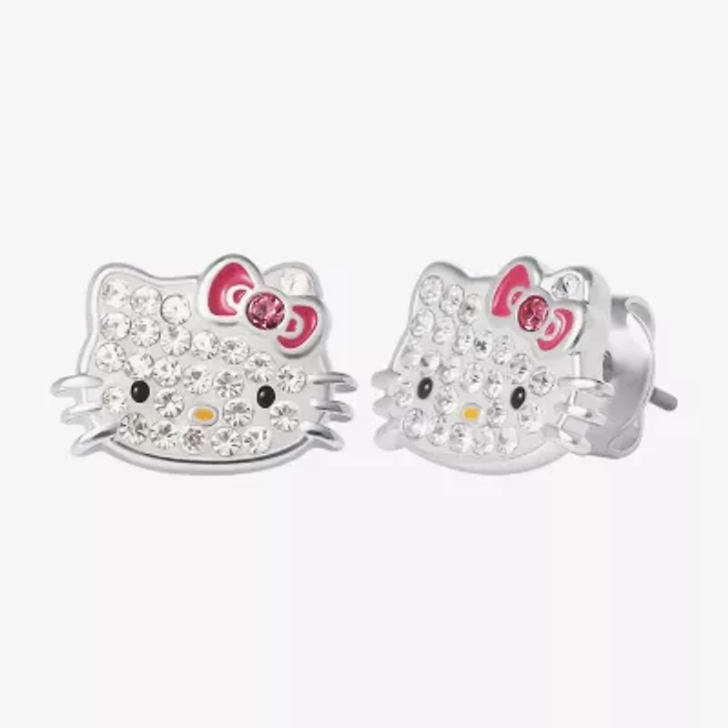 Womens Crystal Pure Silver Over Brass Hello Kitty 2-pc. Jewelry Set