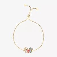 Disney Classics Womens Pink Crystal 18K Gold Over Brass Heart Lilo & Stitch Bolo Bracelet