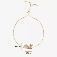 Disney Classics Womens Pink Crystal 18K Gold Over Brass Heart Lilo & Stitch Bolo Bracelet