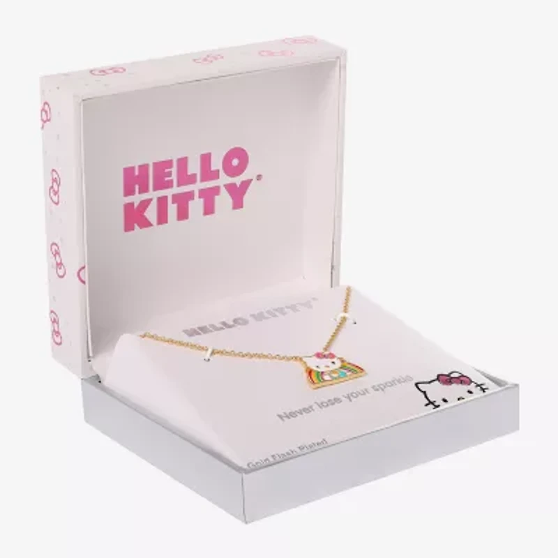 Rainbow Womens Pink Crystal 18K Gold Over Brass 18 Inch Pendant Necklace