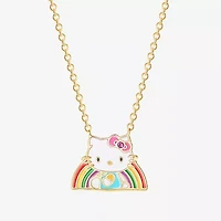 Rainbow Womens Pink Crystal 18K Gold Over Brass 18 Inch Pendant Necklace
