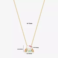 Rainbow Womens Pink Crystal 18K Gold Over Brass 18 Inch Pendant Necklace