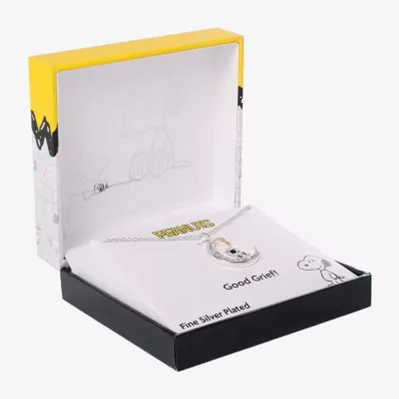Disney Classics Womens Cubic Zirconia 18K Gold Over Brass Pure Silver Over Brass Moon 18 Inch Pendant Necklace