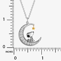 Disney Classics Womens Cubic Zirconia 18K Gold Over Brass Pure Silver Over Brass Moon 18 Inch Pendant Necklace