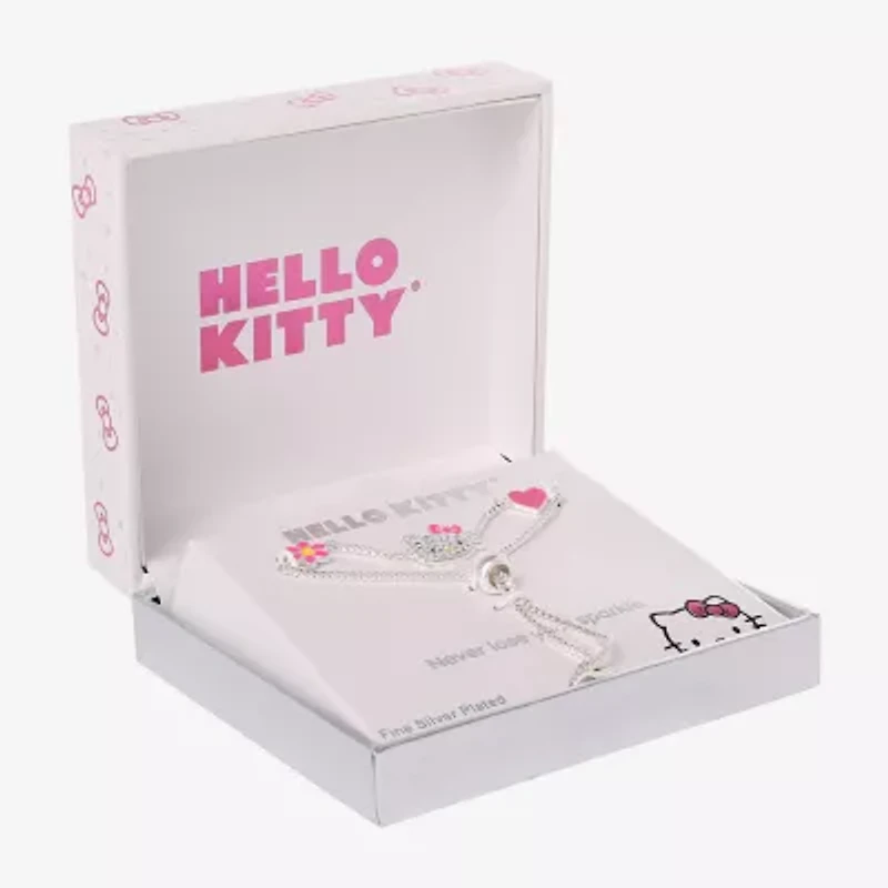 Womens Cubic Zirconia Flower Heart Hello Kitty Bolo Bracelet