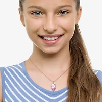 Hello Kitty Womens Pink Glass Pure Silver Over Brass Heart 16 Inch Pendant Necklace