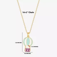 Hello Kitty Hot Air Balloon Womens Crystal 18K Gold Over Brass 16 Inch Pendant Necklace