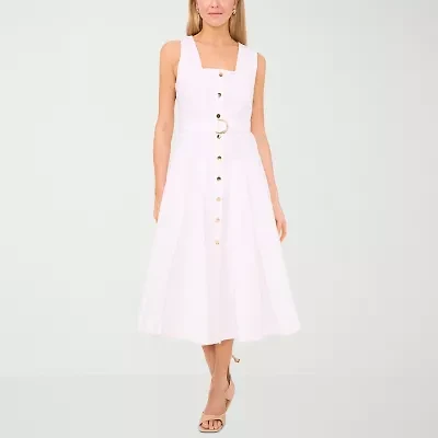 Sam And Jess Womens Sleeveless Midi Petite Fit + Flare Dress