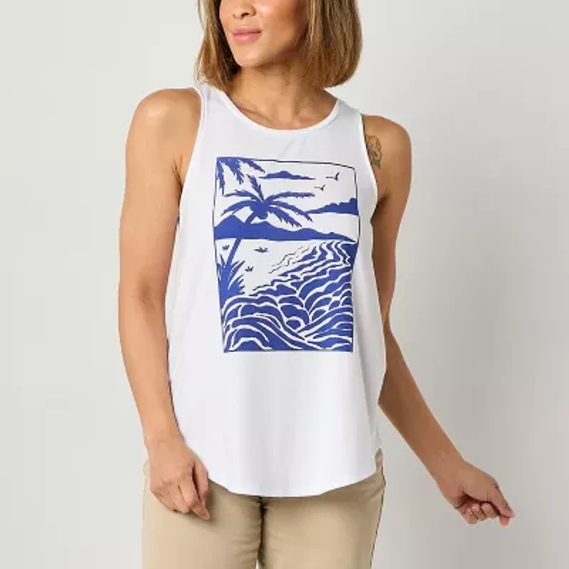 St. John's Bay Womens Scoop Neck Sleeveless Tall Tank Top