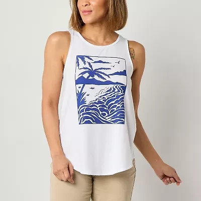 St. John's Bay Womens Scoop Neck Sleeveless Tall Tank Top