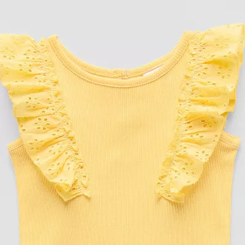 Okie Dokie Baby Girls Round Neck Sleeveless Rib Bodysuit