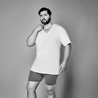 Stafford Dry + Cool Mens 4 Pack Short Sleeve V Neck Moisture Wicking T-Shirt Big