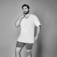 Stafford Dry + Cool Mens 4 Pack Short Sleeve V Neck Moisture Wicking T-Shirt Big and Tall