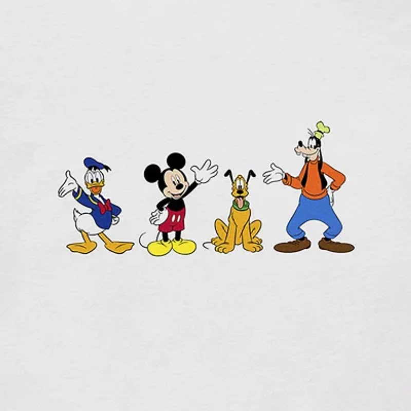 4 Friends Mens Crew Neck Short Sleeve Regular Fit Mickey Mouse Minnie Graphic T-Shirt