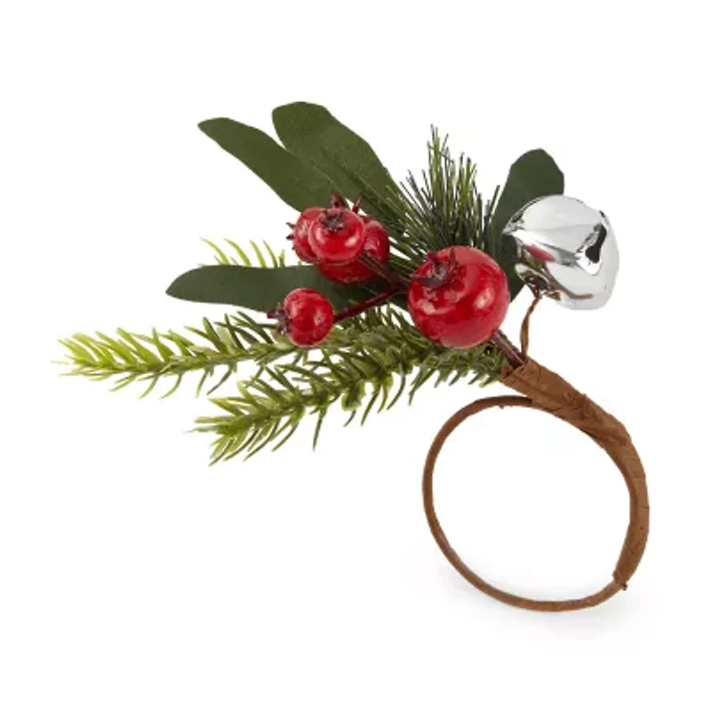 North Pole Trading Co. Holly Berry 4-pc. Napkin Rings