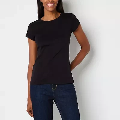 Liz Claiborne Womens Crew Neck Short Sleeve T-Shirt