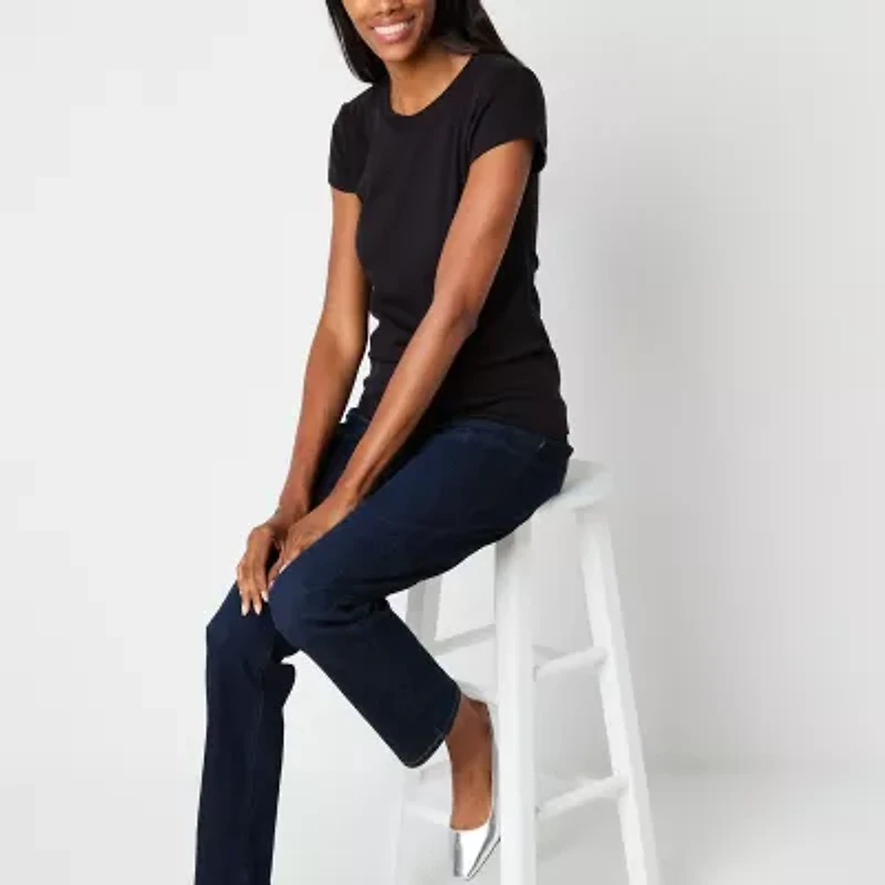 Liz Claiborne Womens Crew Neck Short Sleeve T-Shirt