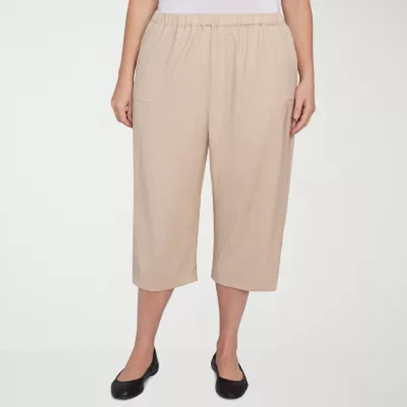 Alfred Dunner Catalina Island Womens Stretch Fabric Straight Plus Capri Pant