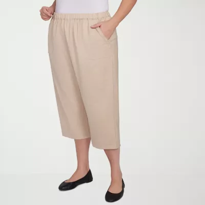Alfred Dunner Catalina Island Womens Stretch Fabric Straight Plus Capri Pant