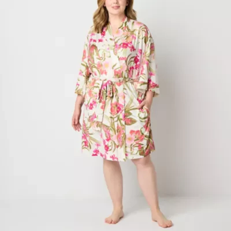 Ambrielle Womens Plus Long Sleeve Length Robe