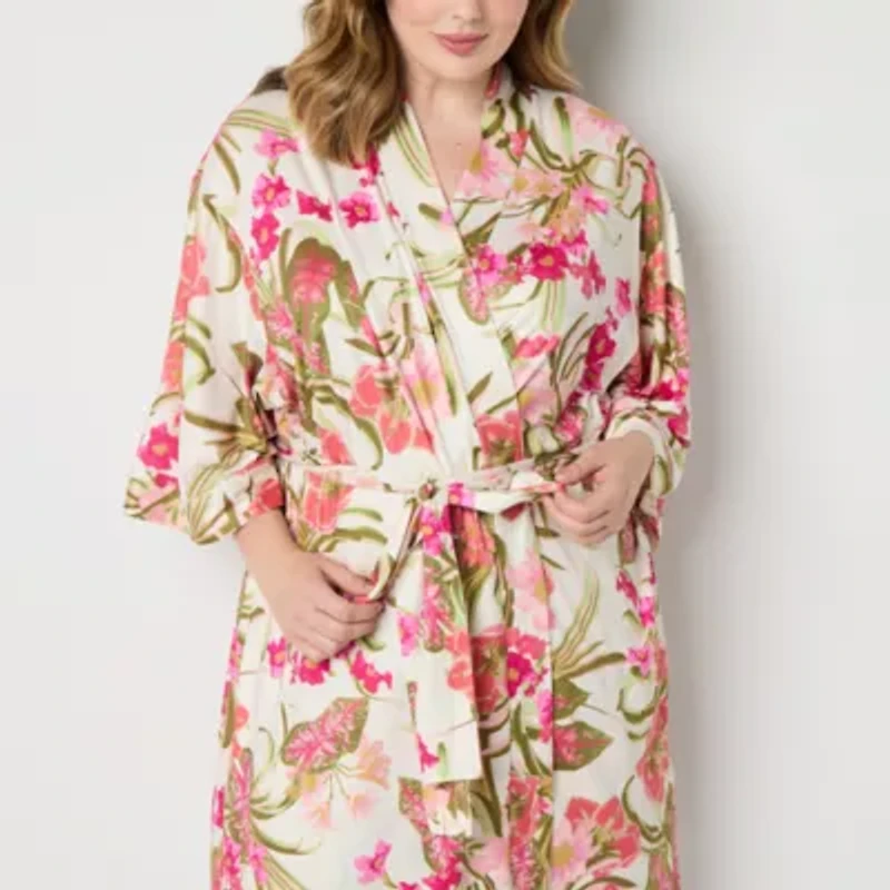 Ambrielle Womens Plus Long Sleeve Length Robe