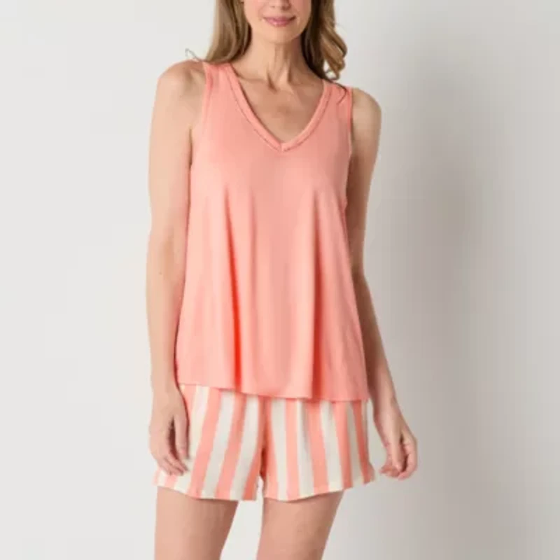 Liz Claiborne Womens V-Neck Sleeveless 2-pc. Pajama Sets