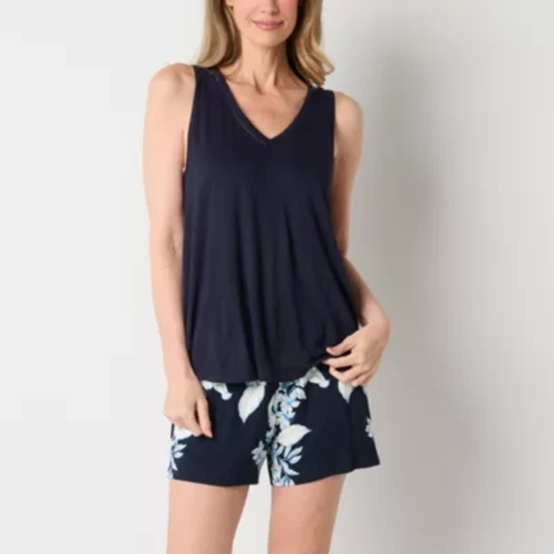 Liz Claiborne Womens V-Neck Sleeveless 2-pc. Pajama Sets