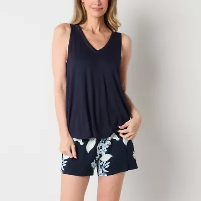 Liz Claiborne Womens V-Neck Sleeveless 2-pc. Pajama Sets