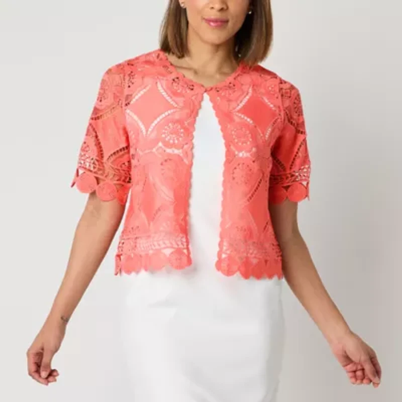 Rabbit Design Womens Round Neck Short Sleeve Shrug