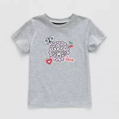 Okie Dokie Toddler & Little Girls Round Neck Short Sleeve Regular Fit Graphic T-Shirt