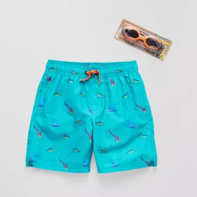 ZeroXposur Little & Big Kid Boys Shark Above The Knee Waves Swim Trunks