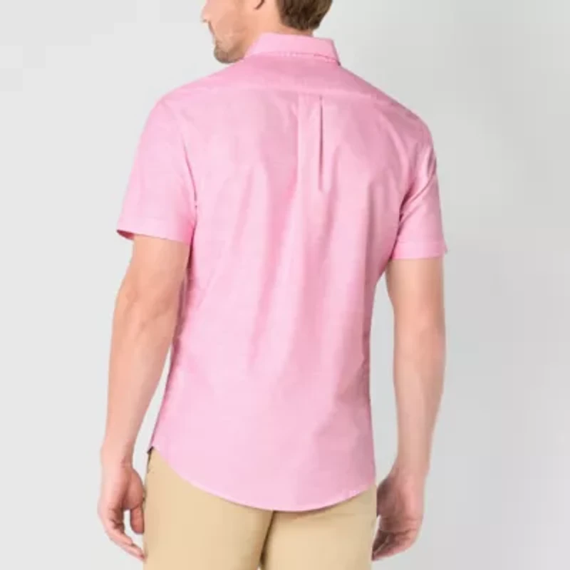 U.S. Polo Assn. Stretch Two Pocket Mens Short Sleeve Classic Fit Fabric Embroidered Button-Down Shirt