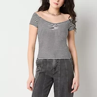 Arizona Off The Shoulder Womens Juniors Short Sleeve T-Shirt