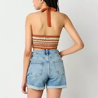 Arizona Crochet Womens Juniors Halter Neck 3/4 Sleeve Tank Top