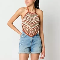 Arizona Crochet Womens Juniors Halter Neck 3/4 Sleeve Tank Top